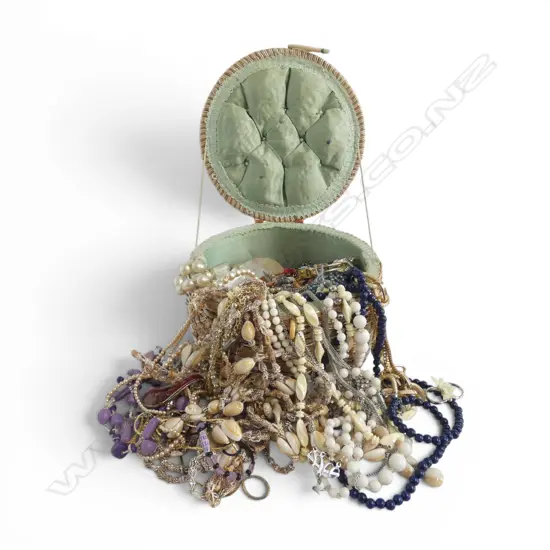 BASKET OF COSTUME JEWLERY