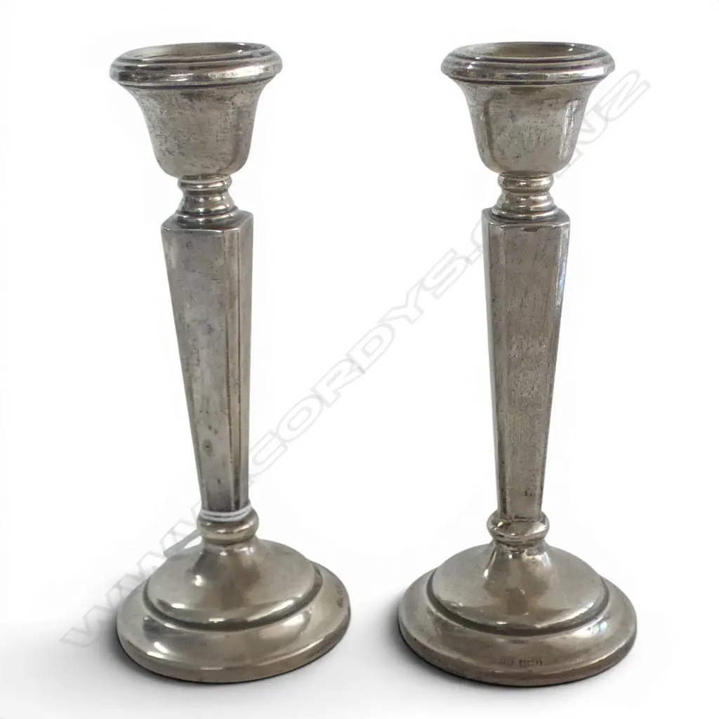 PR S/SILVER CANDLESTICKS WEIGHTED 277GMS TOTAL WEIGHT Image 1++