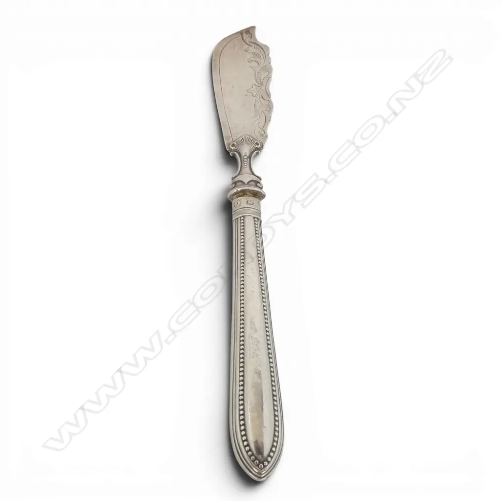 VICTORIAN STG SILVER BUTTER KNIFE, SHEFFIELD 1866, WEIGHTED, L.190mm Image 1++