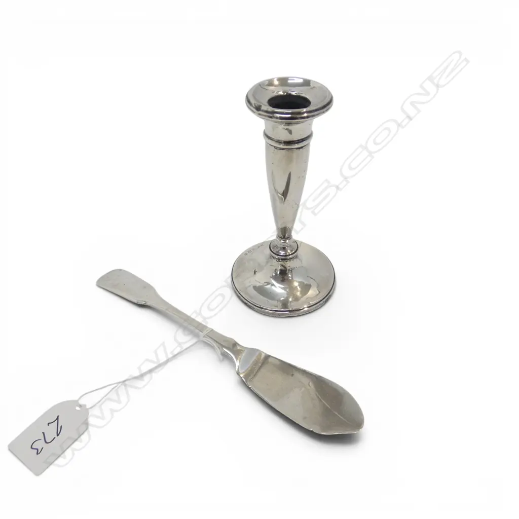 STG SILVER KNIFE (45gms) & CANDLE STICK (WEIGHTED) a/f H.125mm Image 1++