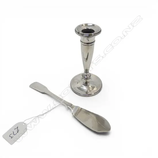 STG SILVER KNIFE (45gms) & CANDLE STICK (WEIGHTED) a/f H.125mm