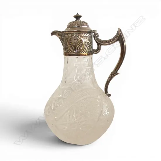 STG SILVER & CUT CRYSTAL CLARET JUG, SHEFFIELD 1897, H.250mm