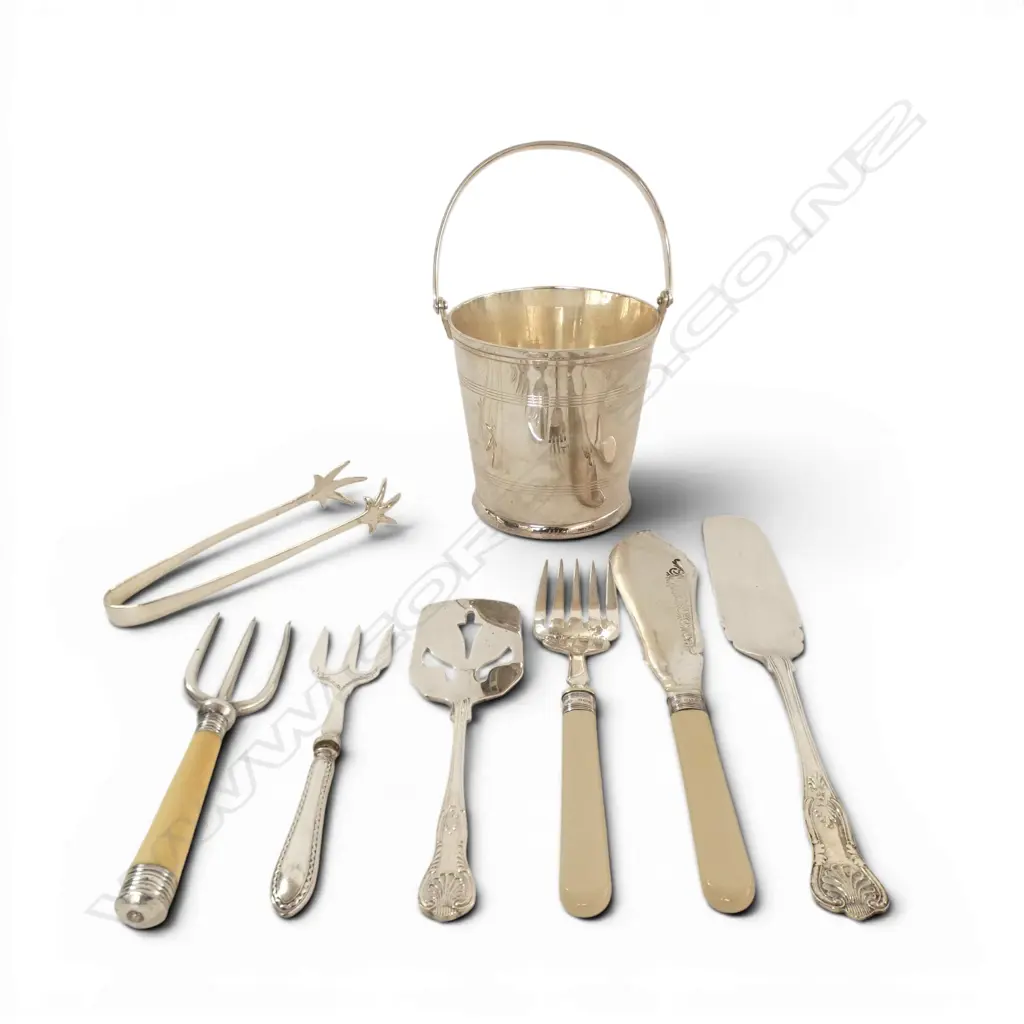 SILVER PLATED ICE BUCKET TONGS & TABLE SERVING CUTLERY Image 1++