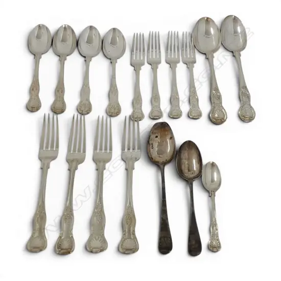 EARLY 20thC SILVER KING'S PATTERN PART CUTLERY SERVICE 1175gms