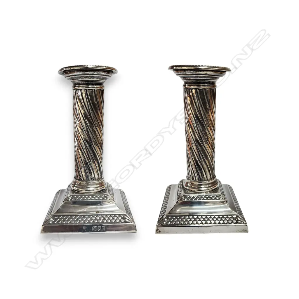 PR STG SILVER CANDLESTICKS LONDON 1899 H.130mm Image 1++