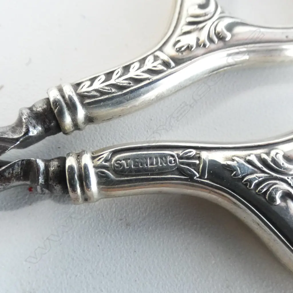 6 PRS SCISSORS, STG SILVER HANDLES L.115mm Image 1++
