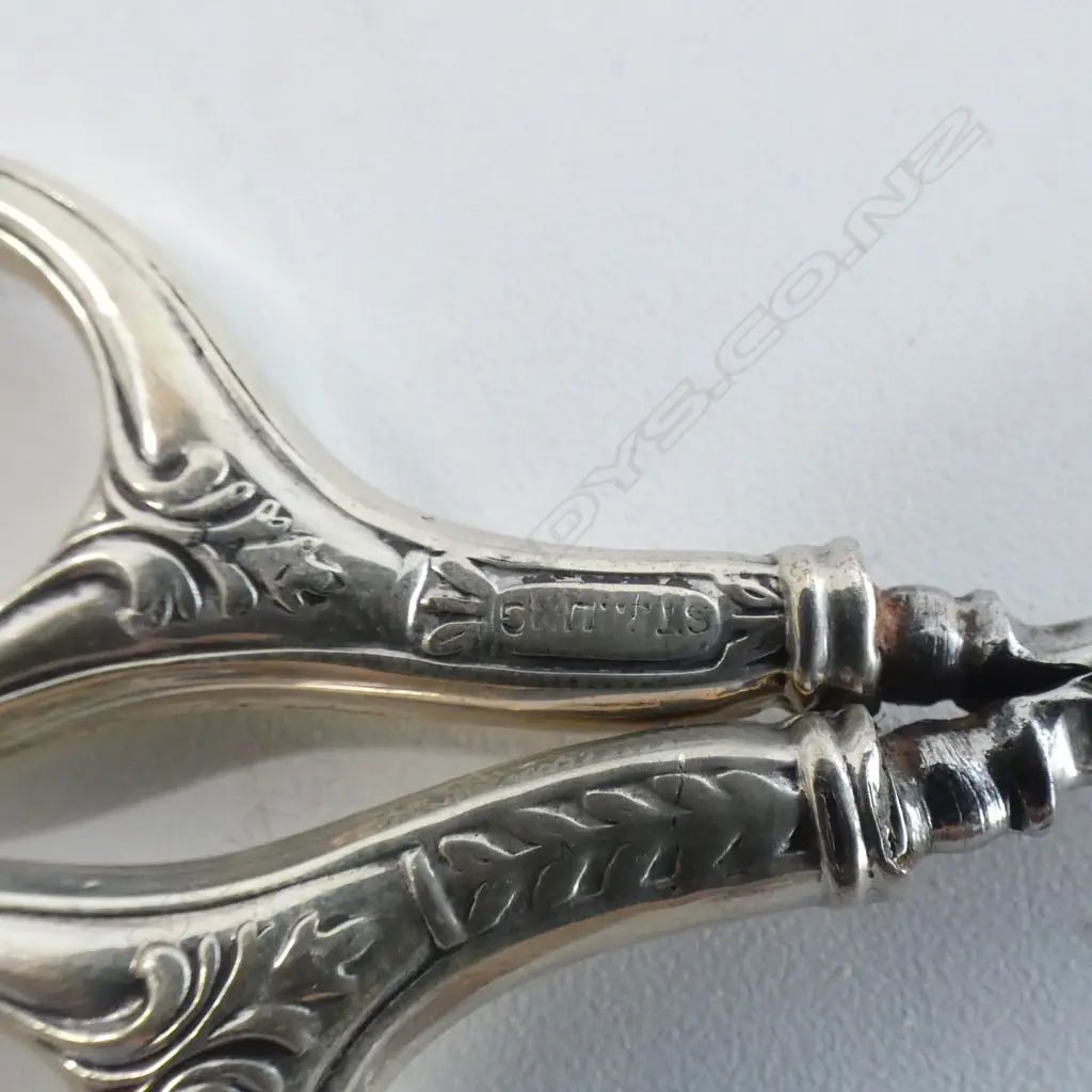 6 PRS SCISSORS, STG SILVER HANDLES L.115mm Image 1++