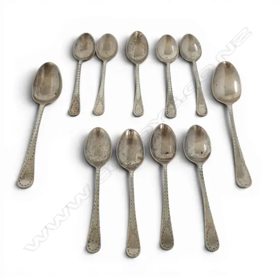 11 STG SILVER TEASPOONS (9+2) 101gms