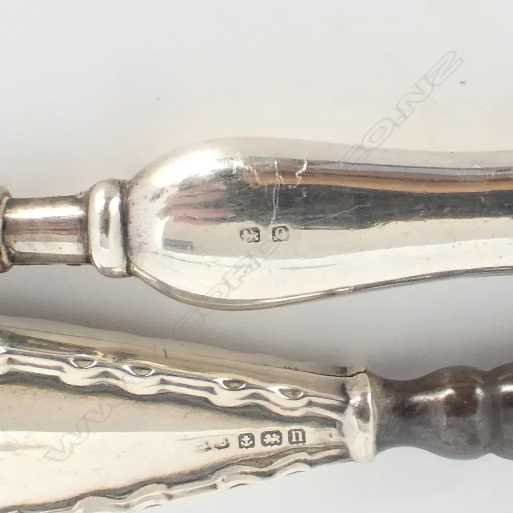 3 EARLY 20thC SILVER HANDLED IMPLEMENTS:  2 shoe horns + bread fork Image 1++