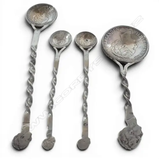 4 DUTCH SILVER COIN SPOONS 55.1GMS
