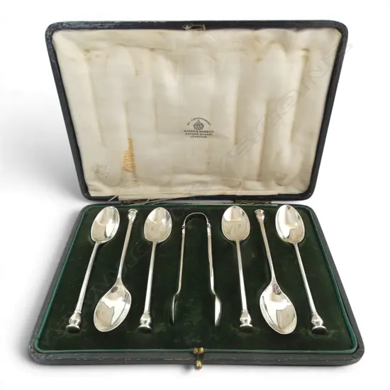 CASED SET OFS/SILVER TEASPOONS & TONGS  106GMS