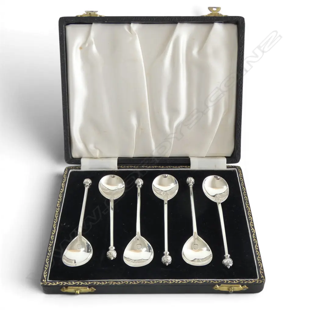 CASED SET OF 6 S/SILVER COFFEE SPOONS 57.9GMS Image 1++