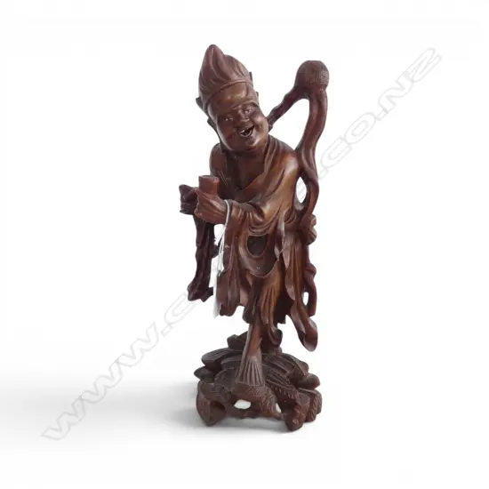 VINTAGE CHINESE ROSEWOOD CARVED FIGURE H.300mm