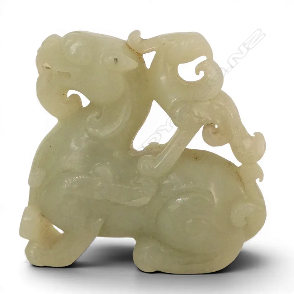 ORIENTAL JADE PIECE; TEMPLE DOG H.55mm Image 1++