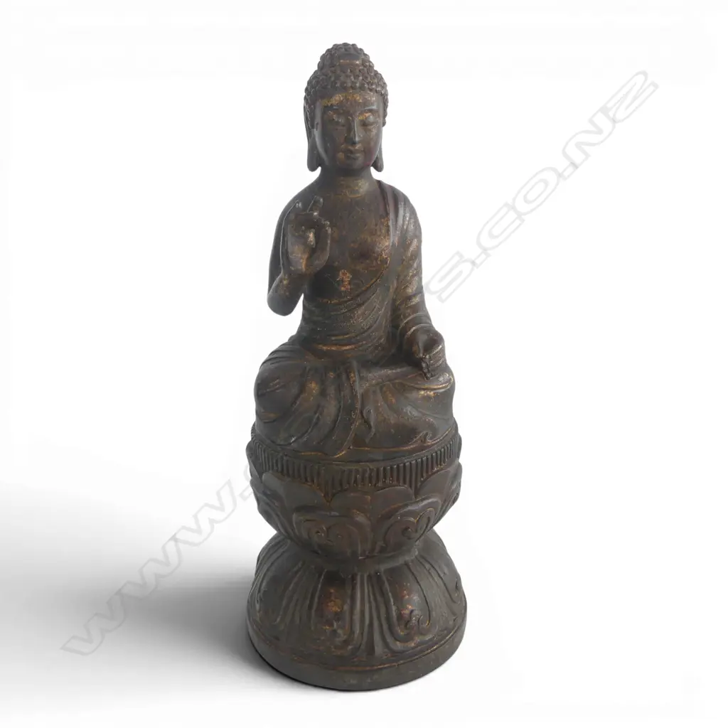 ORIENTAL GILT METAL BUDDHA ON STAND H.210mm Image 1++