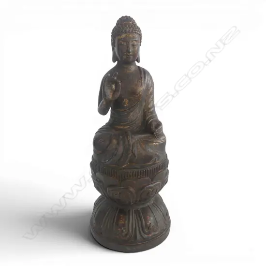 ORIENTAL GILT METAL BUDDHA ON STAND H.210mm
