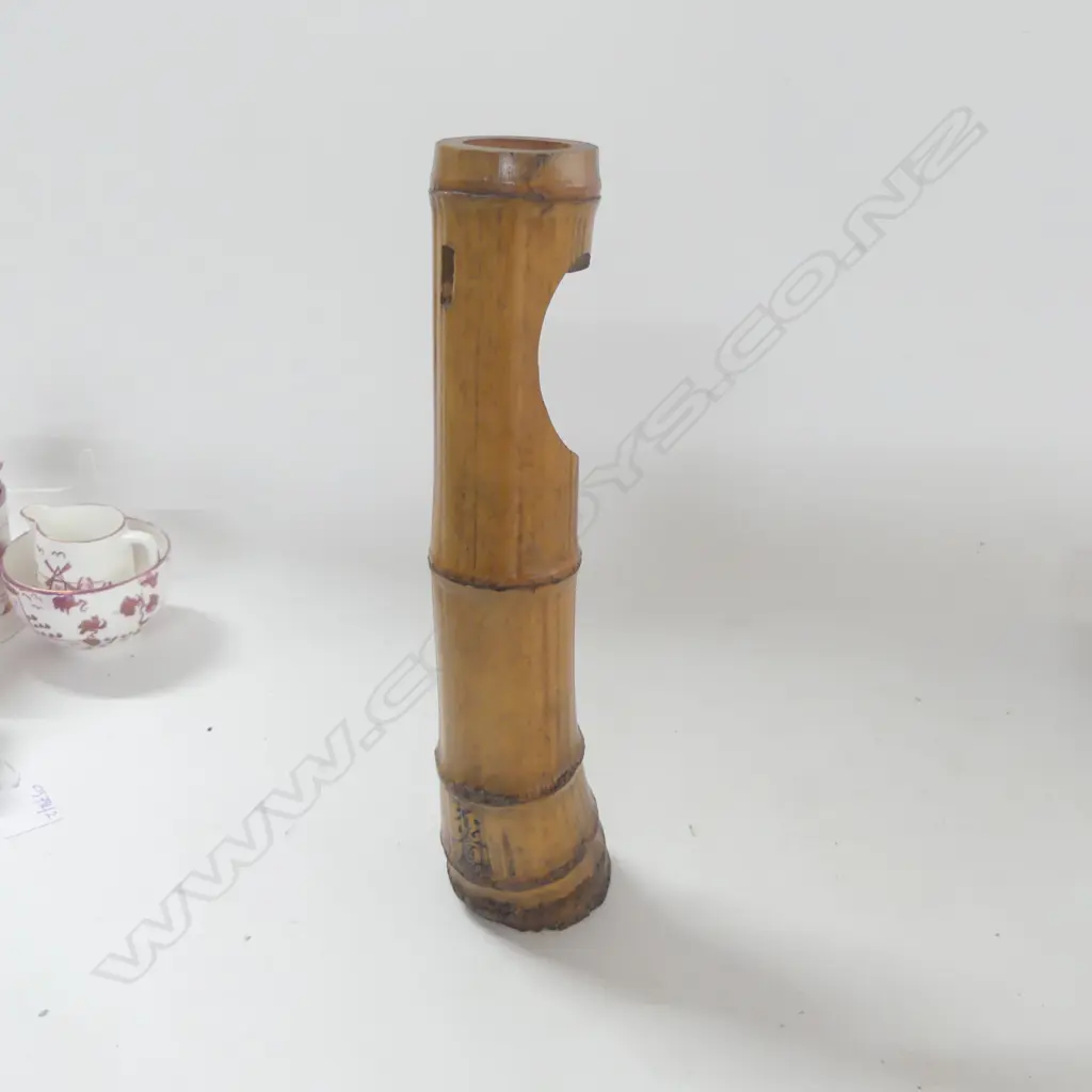 OLD JAPANESE BAMBOO IKEBANA flower arranging VASE. Signed. H.288mm Image 1++
