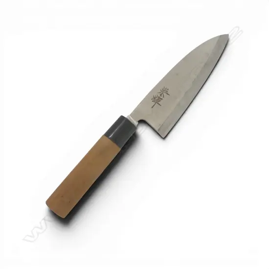 1960s JAPANESE FORGED CARBON STEELE CHEF'S KNIFE, signed on blade