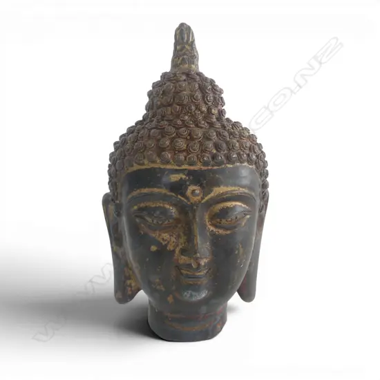 ORIENTAL GILT METAL BUDDHA HEAD H.155mm