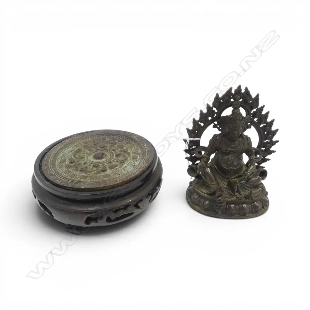 BRONZE BUDDHA AND MIRROR + STAND Image 1++