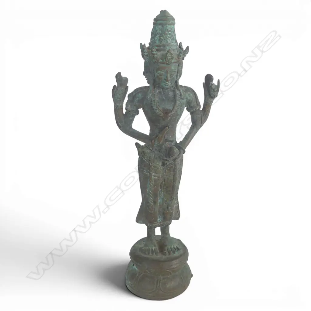 BRONZE TRIMURTI STATUE REPRESENTING HINDU GODS BRAHMA VISHNU AND SHIVA H255MM Image 1++