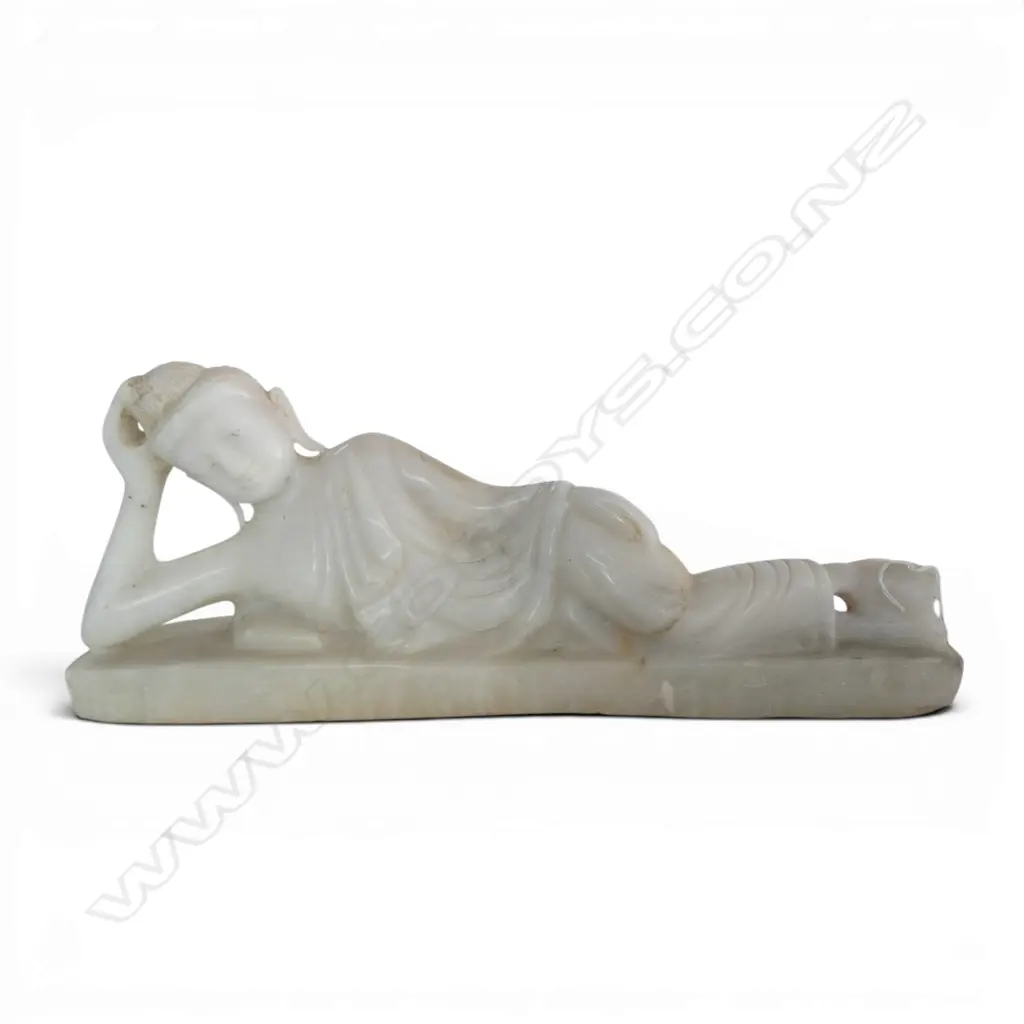 WHITE MARBLE RECLINING BUDDHA L520MM Image 1++