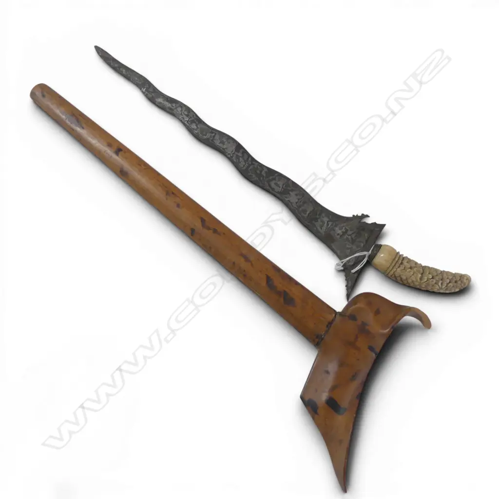 INDONESIAN KRIS BLADE carved bone handle L.520mm Image 1++