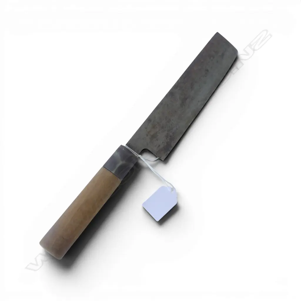 QUALITY JAPANESE 'KUROUCHI' vegetable chopping CHEF'S KNIFE carbon steel blade. Horn fitted wood handle. L.320mm Image 1++