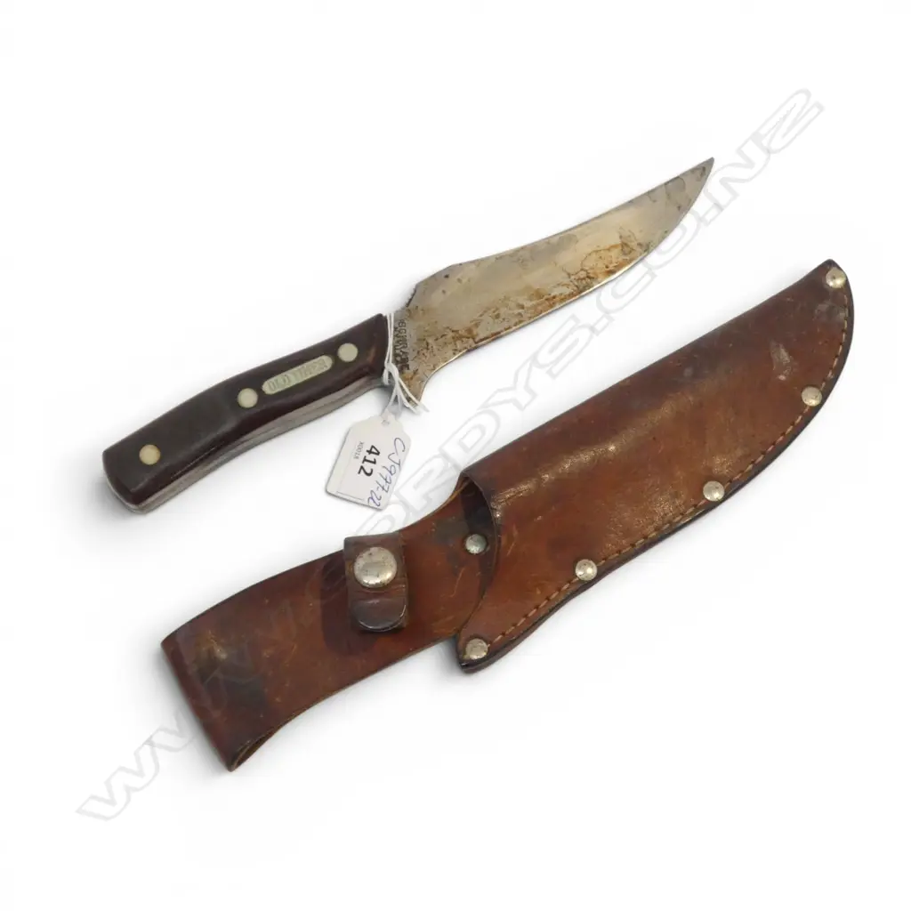 'OLD TIMER' 'SCHRADE N.Y. U.S.A' Deerslayer KNIFE L.265mm IN leather SHEATH Image 1++