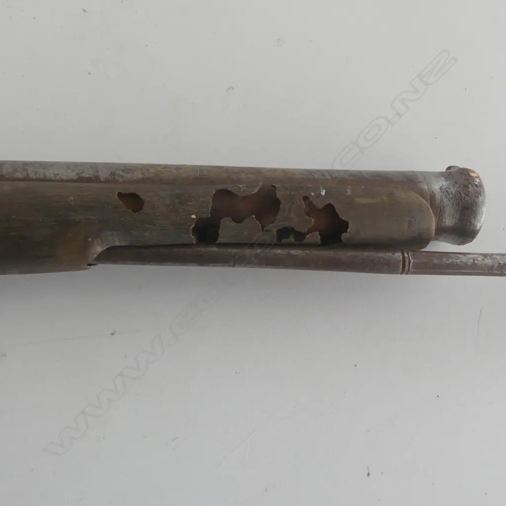 19thC ALGERIAN KABYLE STYLE MUSKET convert from flintlock to percussion cap bone inlay. Cap end coming loose Image 1++