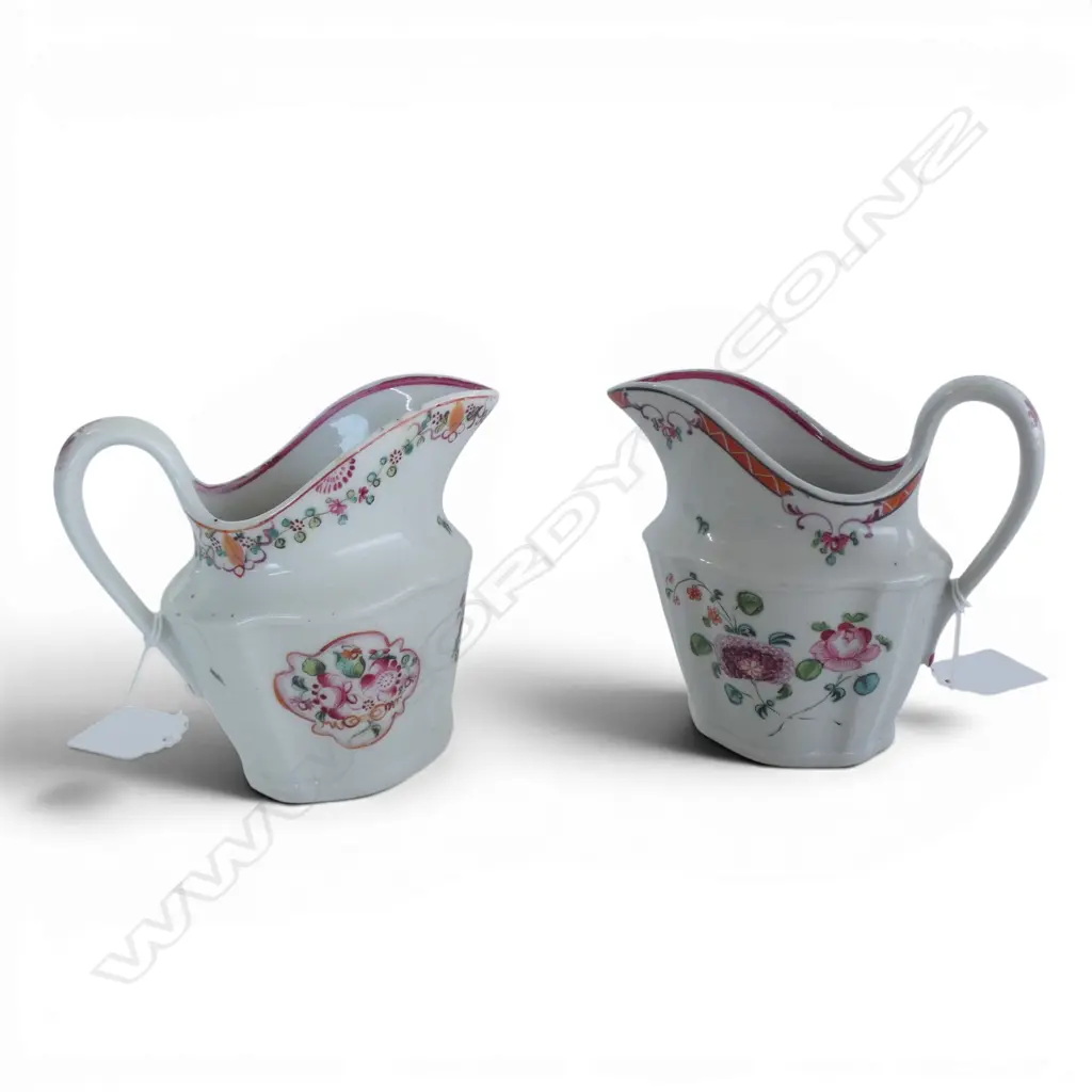 TWO ANTIQUE NEW HALL PORCELAIN JUGS faulted (34/35) Image 1++