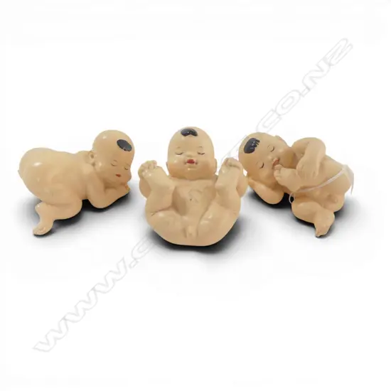 3 VINTAGE CERAMIC CHUBBY ORIENTAL BABIES L.105mm