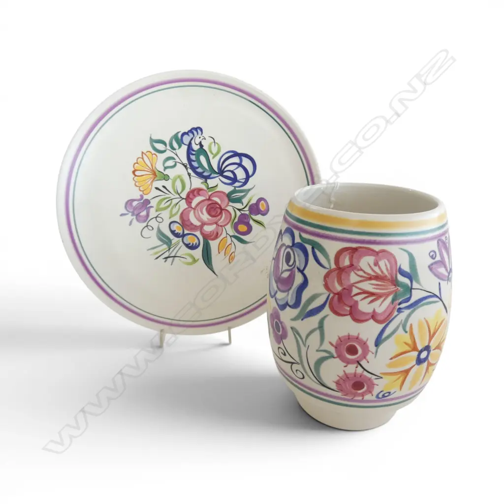 POOLE PLATE & VASE Dia.255mm Image 1++