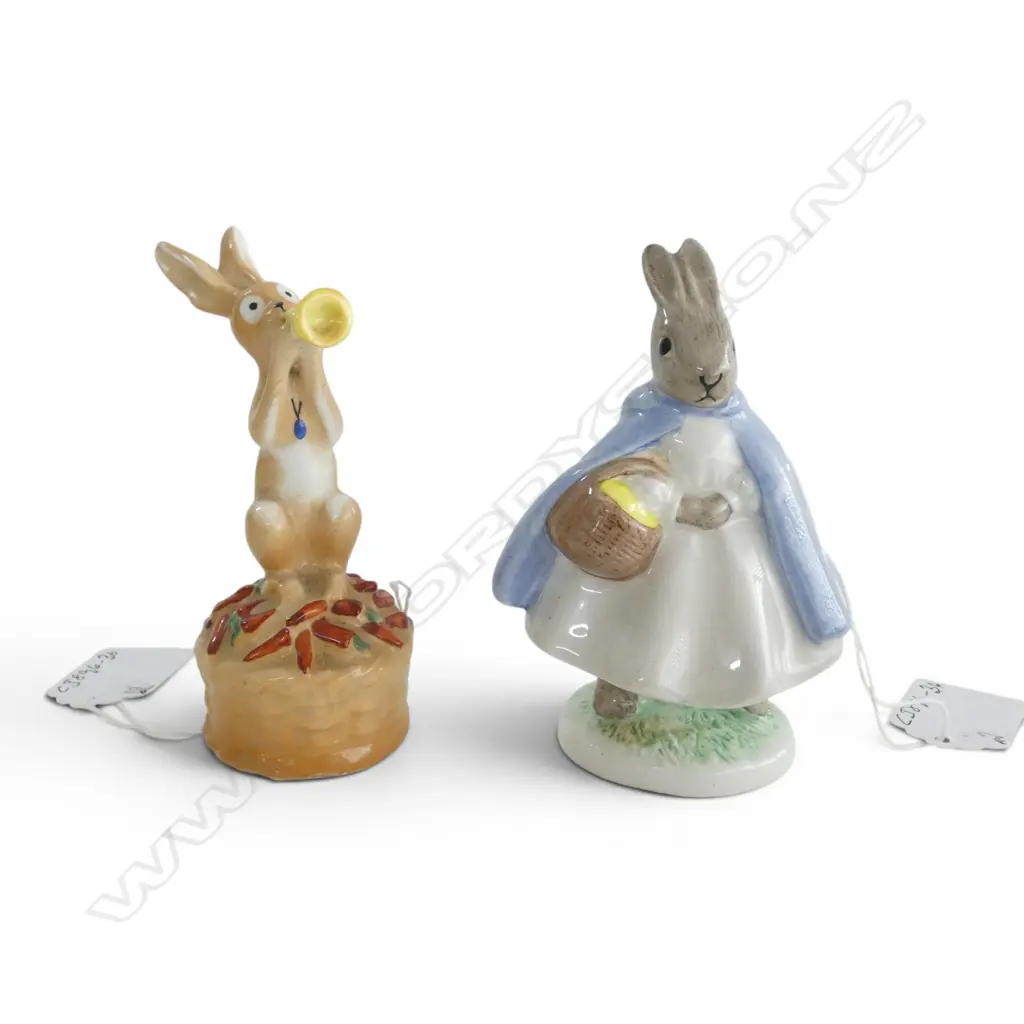 2 PCS; ROYAL DOULTON 'WILFRED the RABBIT' & COALPORT 'LITTLE GREY RABBIT GOES SHOPPING', H.100mm Image 1++