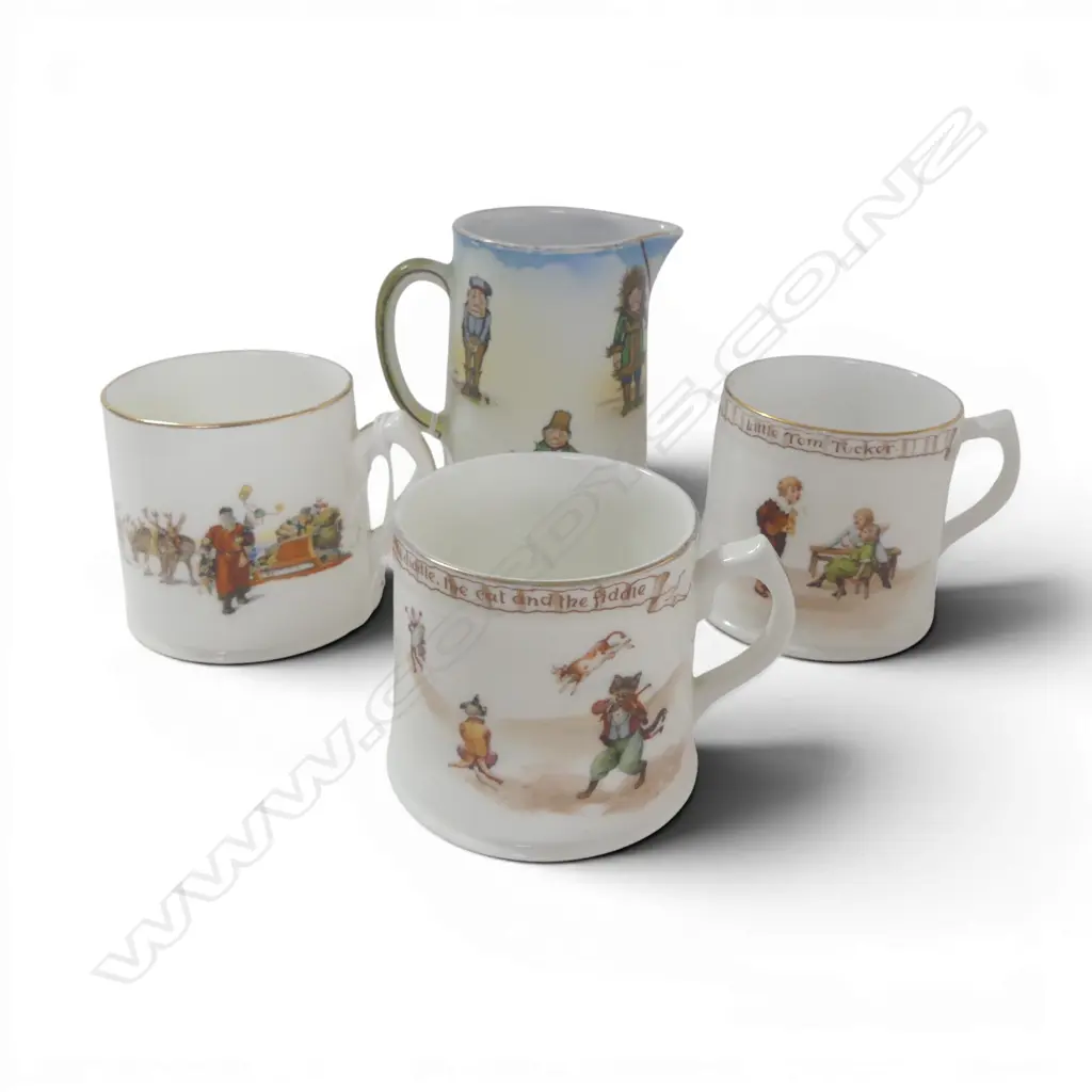 3 ROYAL DOULTON MUGS; NURSERY RHYMES/SANTA & GRIMWADES WHIMSICAL JUG Image 1++