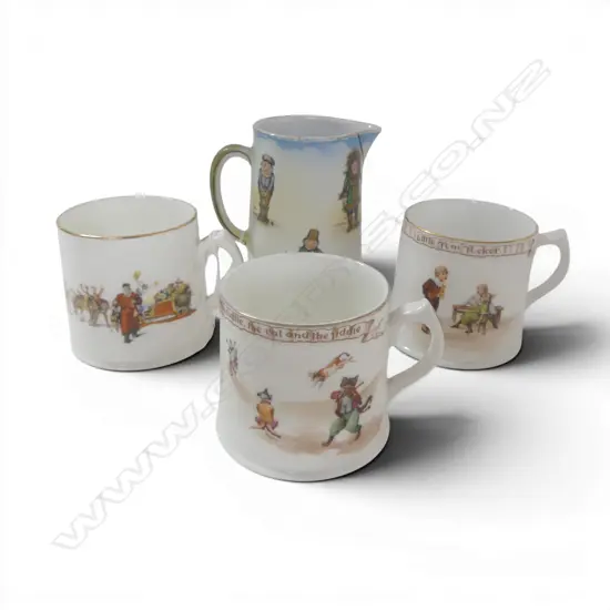 3 ROYAL DOULTON MUGS; NURSERY RHYMES/SANTA & GRIMWADES WHIMSICAL JUG