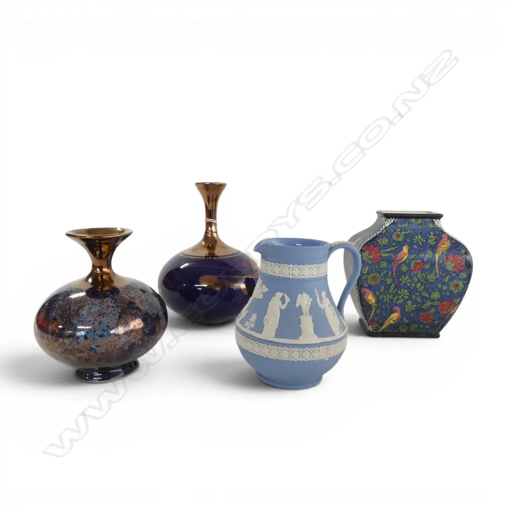 3 VASES (LARGEST H.165mm NECK REPAIRED) + WEDGWOOD JUG Image 1++