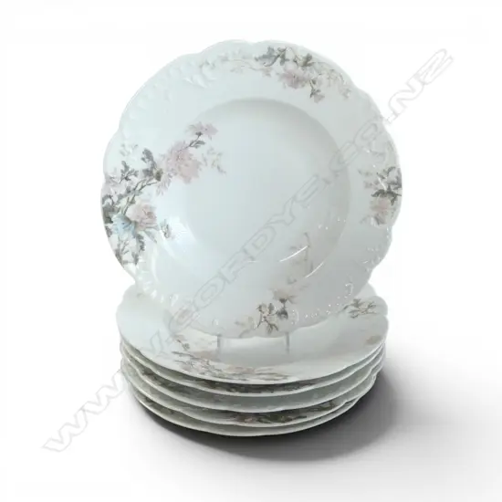 6 ANTIQUE HAVILAND LIMOGES CHINA SOUP BOWLS, Dia.250MM,  Schleiger 86 floral pattern