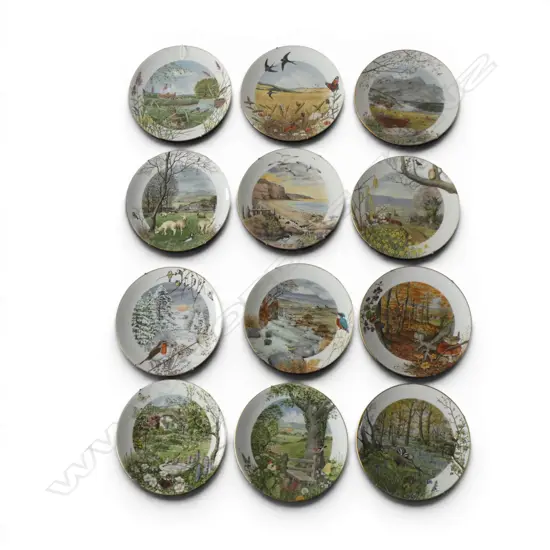 12 ROYAL WORCESTER FRANKLIN PORCELAIN CALENDAR PLATES 235mm dia