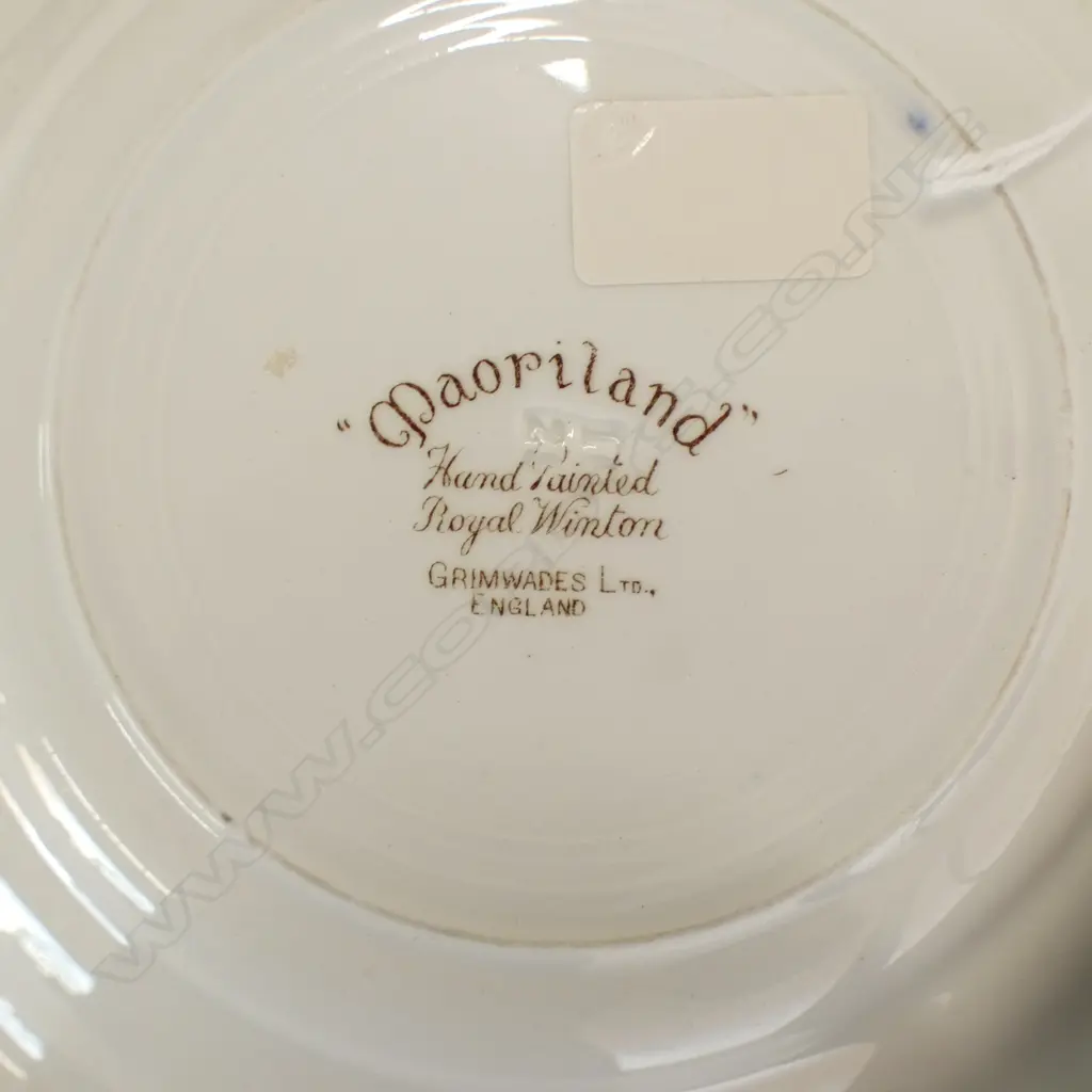 ROYAL WINTON HAND PAINTED 'MAORILAND' PLATE + 2 GRIMWADES 'MAORI WARE' MAORI KITCHEN PLATES chipped W.215mm Image 1++