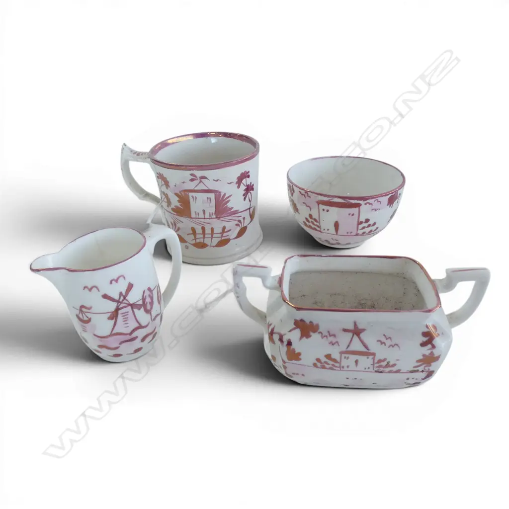 FOUR PIECES OF 19THC SUNDERLAND LUSTRE (faulted) Image 1++