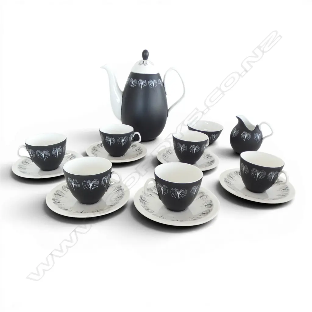  1950’S FOLEY ‘DOMINO’ 15PC COFFEE SET COMPLETE DESIGNER HAZEL THUMPSTON, H.220MM Image 1++