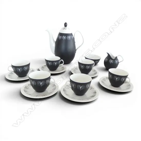  1950’S FOLEY ‘DOMINO’ 15PC COFFEE SET COMPLETE DESIGNER HAZEL THUMPSTON, H.220MM