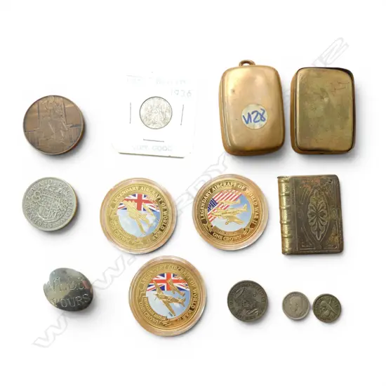 3 'LEGENDARY AIRCRAFT OF WORLD WAR II' ONE CROWN COINS + NZ 1993 Crown + other coins + 3 brass vestas