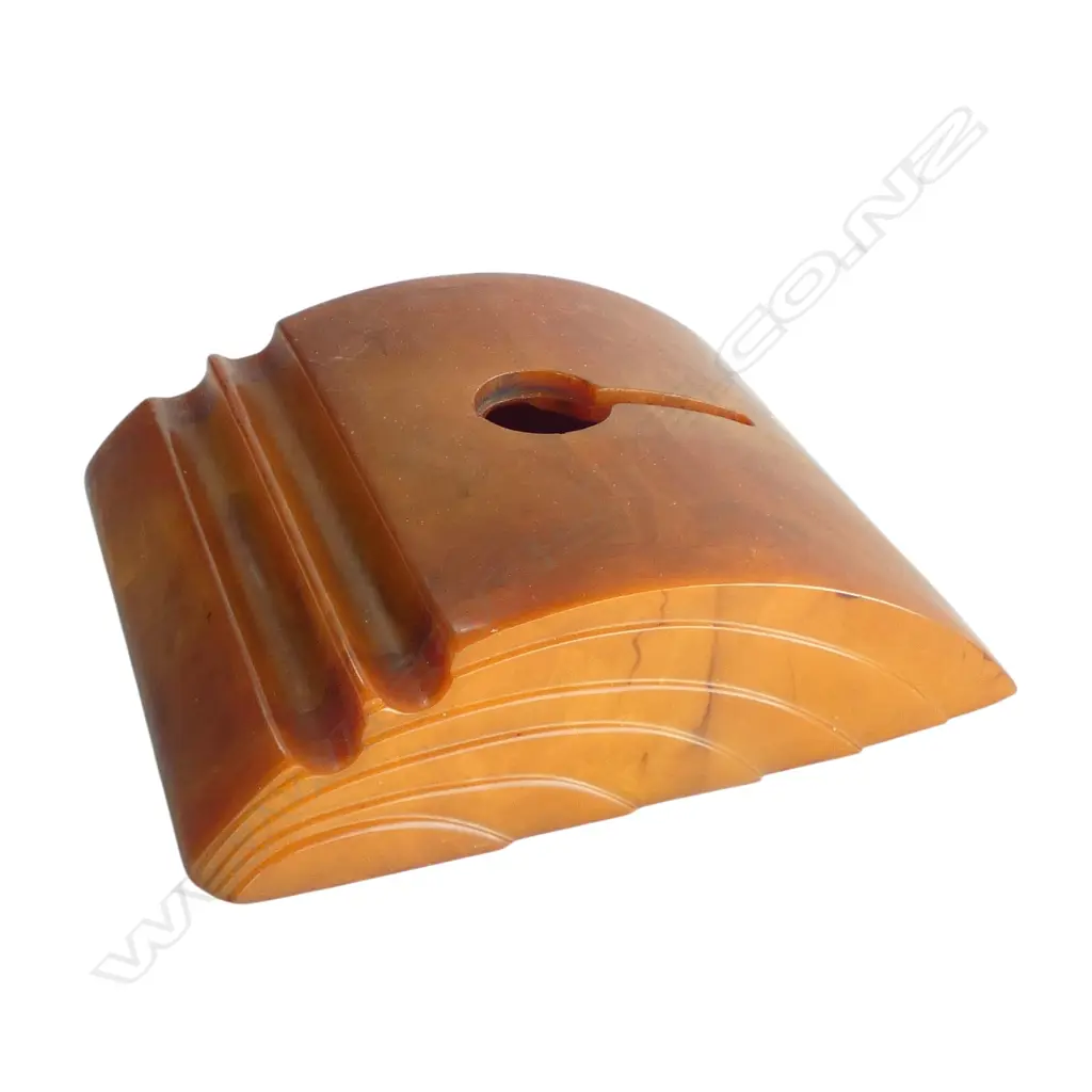ART DECO AMBER BAKELITE DESK STAND ENGLAND, L.170MM W.160MM Image 1++