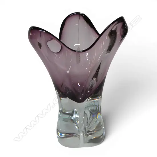 PURPLE ART GLASS VASE H.250mm