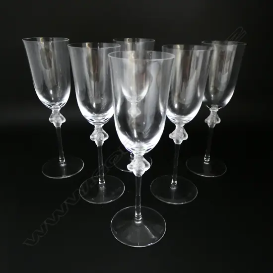 6 LALIQUE CHAMPAGNE FLUTES H220MM