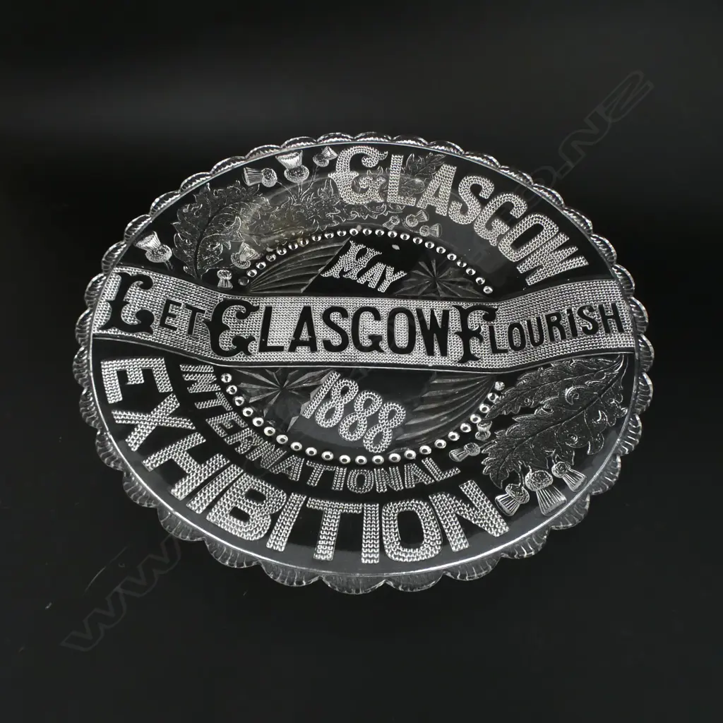 1888 GLASGOW INTERNATIONAL EXHIBITION SCOTTISH THISTLE COMMEMORATIVE DISH, D.255MM Image 1++