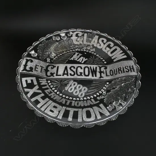 1888 GLASGOW INTERNATIONAL EXHIBITION SCOTTISH THISTLE COMMEMORATIVE DISH, D.255MM