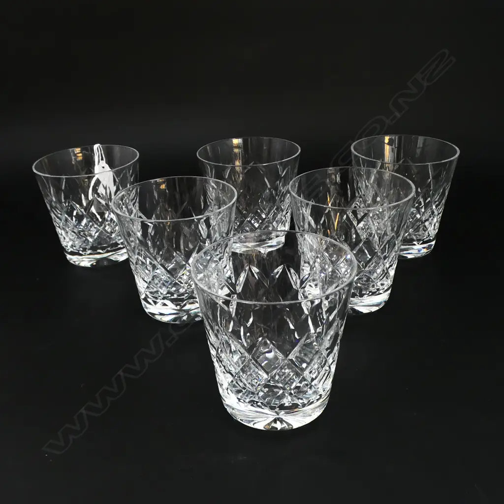SET 6 WEBB CORBETT CUT CRYSTAL LARGE WHISKY GLASSES, D.85MM H.85MM Image 1++